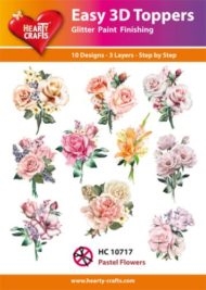  Easy 3D Toppers Pastel Flowers 10 motiver med glimmer